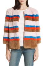 Women's Kule The Betty Genuine Rabbit Fur Jacket - Blue