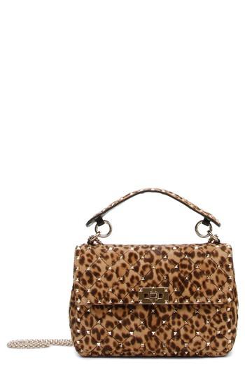 Valentino Garavani Rockstud Medium Genuine Calf Hair Shoulder Bag - Brown