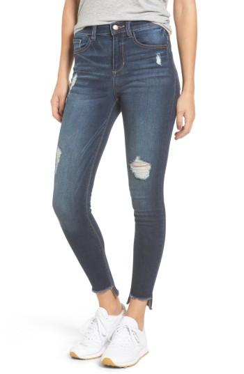 Women's Sp Black High Waist Step Hem Skinny Jeans