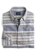 Men's J.crew Multistripe Flannel Work Shirt, Size - Blue