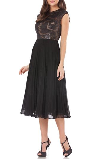 Women's Carmen Marc Valvo Infusion Pleated Skirt - Black