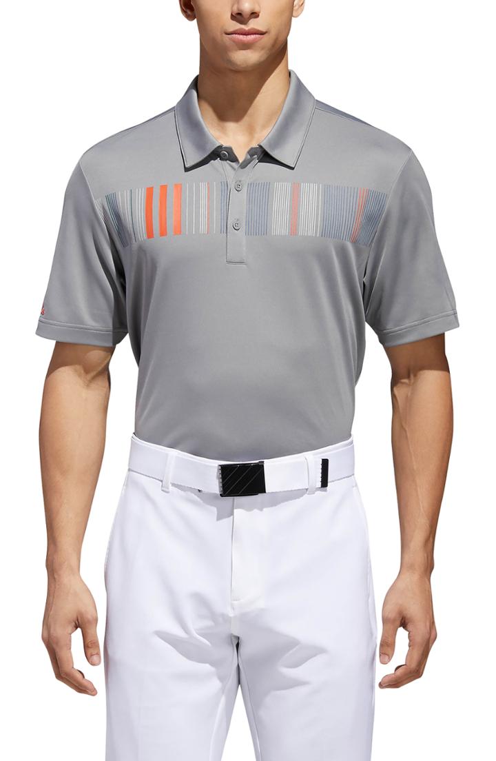 Men's Adidas Golf Ultimate Stripe Chest Pique Polo