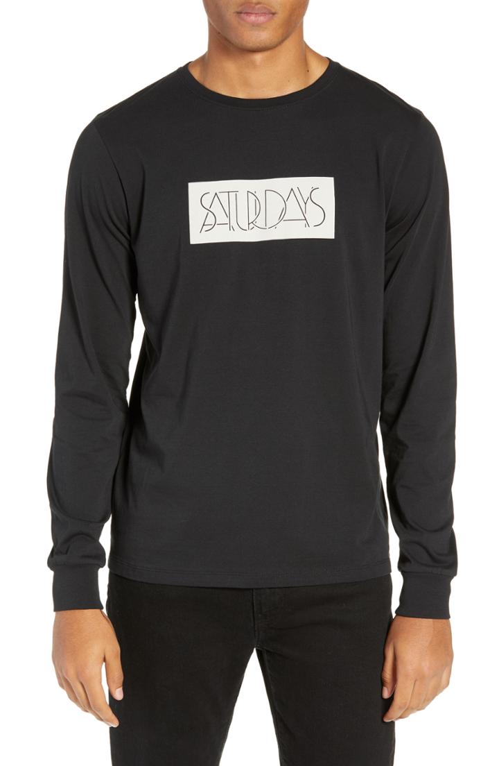 Men's Saturdays Nyc Deco Logo Long Sleeve T-shirt - Black