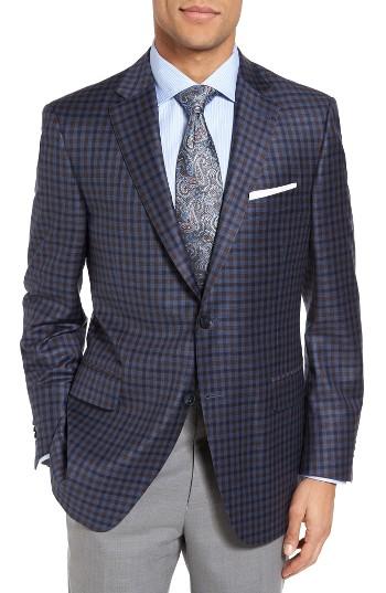 Men's Peter Millar Classic Fit Check Wool Sport Coat L - Blue