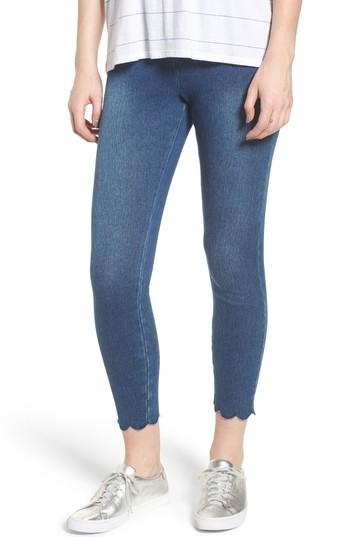 Women's Lysse Scallop Hem Denim Leggings - Blue