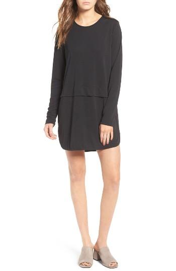 Women's Sincerely Jules 'savoy' Long Sleeve Shirtdress, Size - Black