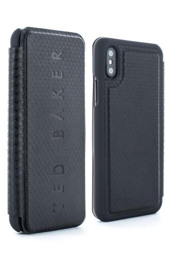 Ted Baker London Bhait Faux Leather Iphone X Folio Case - Black