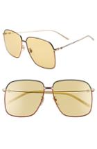 Women's Gucci 61mm Square Sunglasses - Gold/ Blue/ Red/ Solid Yellow