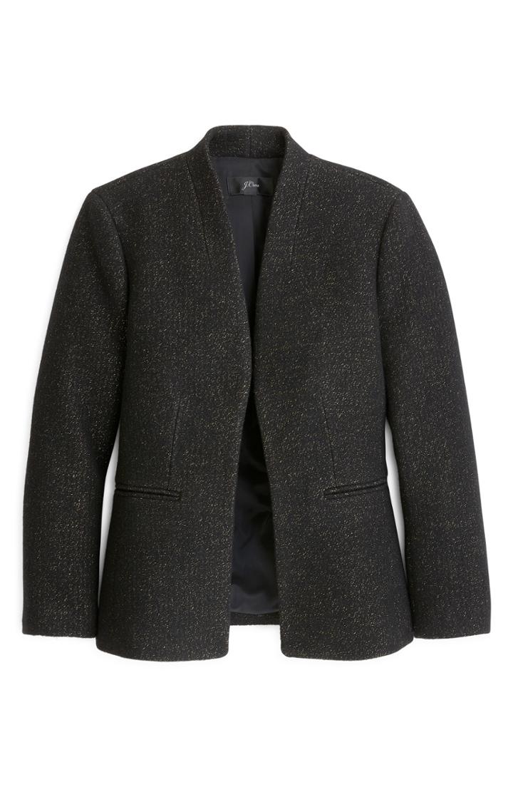Women's J.crew Going Out Tinsel Tweed Blazer - Black