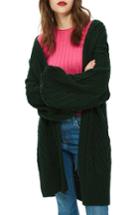 Women's Topshop Long Open Front Cardi Us (fits Like 2-4) - Green