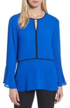 Women's Chaus Flare Sleeve Crepe Blouse - Blue