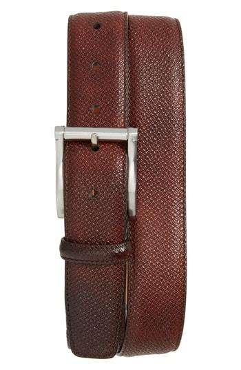 Men's Magnanni Grab Cott Leather Belt - Mid Brown