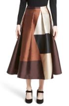 Women's Co Pleated Satin Tea Length Skirt