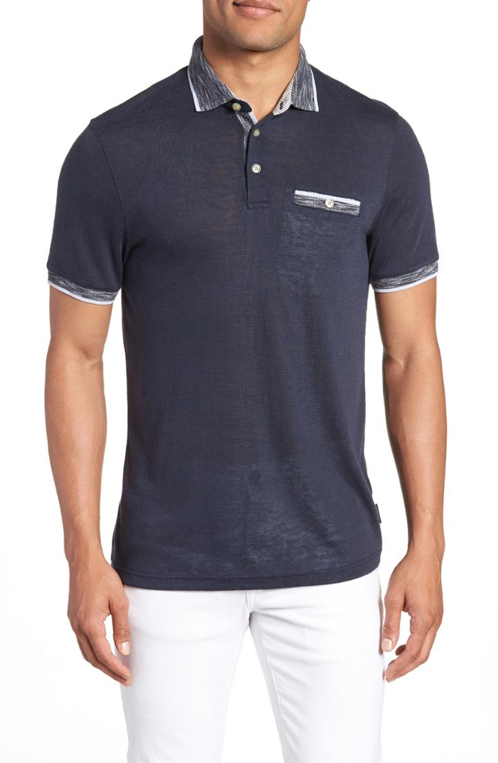 Men's Ted Baker London Dalmat Trim Fit Cotton & Modal Polo (xxl) - Blue