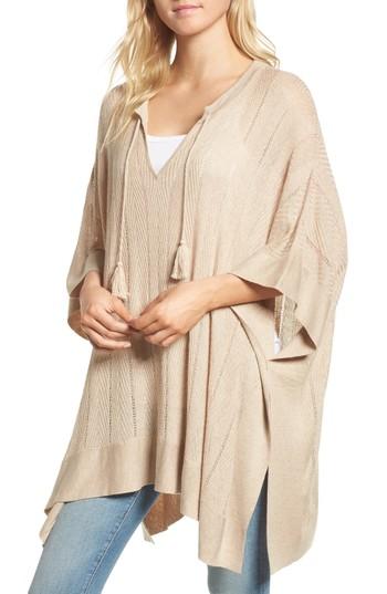 Women's Splendid Pebble Poncho Sweater /small - Beige