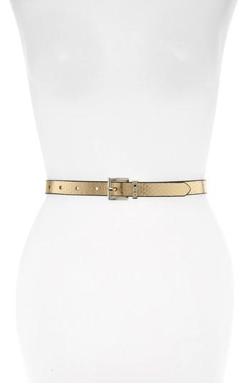 Women's Kate Spade New York Metallic Snake Pattern Reversible Belt - Gold