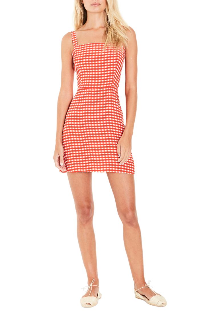 Women's Faithfull The Brand Ischia Gingham Tie Back Dress - Red