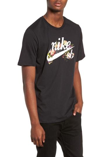 Men's Nike Sb Floral Logo T-shirt - Black