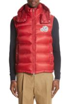 Men's Moncler Gilet Double Logo Hooded Vest - Red