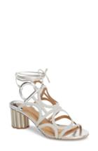 Women's Salvatore Ferragamo Vinci Lace-up Block Heel Sandal B - Metallic