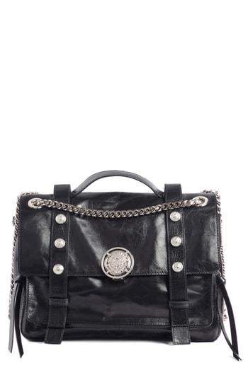 Balmain Studded Calfskin Leather Shoulder Bag - Black