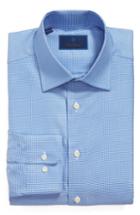 Men's David Donahue Regular Fit Houndstooth Dress Shirt .5 - 32/33 - Blue