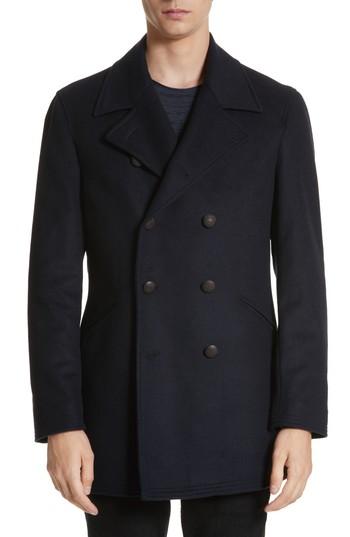Men's John Varvatos Star Usa Hook Wool Blend Topcoat R - Blue
