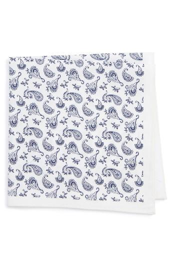 Men's Nordstrom Men's Shop Peloso Paisley Cotton Pocket Square, Size - Blue