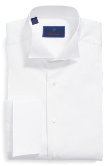 Men's David Donahue Regular Fit Bib Front French Cuff Tuxedo Shirt .5 32/33 - White