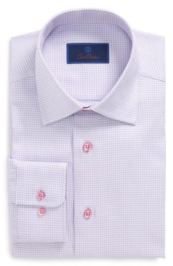 Men's David Donahue Regular Fit Check Dress Shirt .5 - 34/35 - Pink