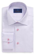 Men's David Donahue Regular Fit Check Dress Shirt .5 - 34/35 - Pink