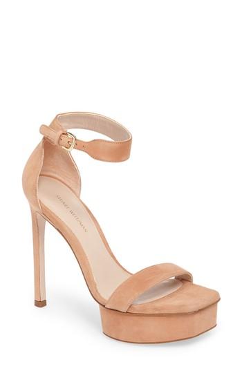 Women's Stuart Weitzman Backupplat Platform Sandal M - Beige