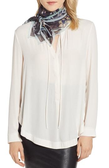 Women's Echo Bouquet Silk Square Scarf, Size - Black