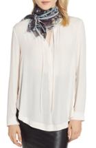 Women's Echo Bouquet Silk Square Scarf, Size - Black