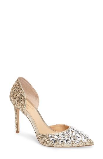 Women's Jewel Badgley Mischka Upton Embellished Pump M - Metallic