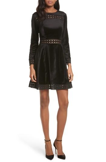 Women's Ted Baker London Velvet & Lace Skater Dress - Black