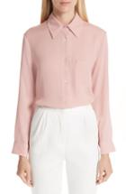 Women's Mansur Gavriel Button Up Silk Blouse Us / 36 It - Pink