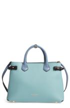 Burberry Medium Banner House Check & Leather Tote - Blue