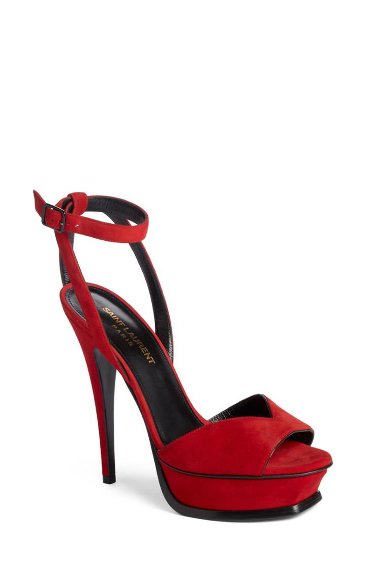 Women's Saint Laurent Tribute Platform Sandal .5us / 38.5eu - Red