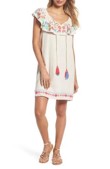 Women's Thml Embroidered Off The Shoulder Ruffle Dress - Ivory