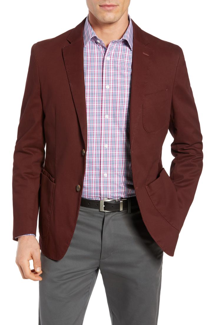 Men's Flynt Draper Regular Fit Soft Stretch Cotton Sport Coat - Red