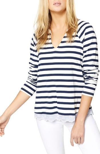 Women's Sanctuary Stripe Eyelet Contrast Top, Size - Blue