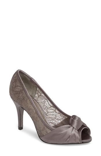 Women's Adrianna Papell Francesca Knotted Peep Toe Pump .5 M - Grey