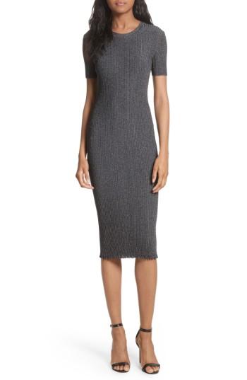 Women's Milly Stardust Rib Knit Sheath Dress, Size - Grey