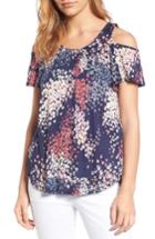 Women's Lucky Brand Cold Shoulder Floral Top - Blue