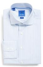 Men's David Donahue Trim Fit Stripe Dress Shirt 32/33 - White