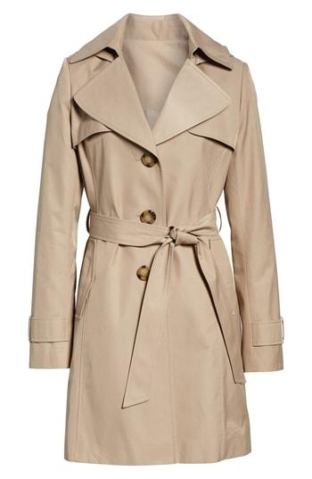 Women's Halogen Hooded Trench Coat, Size - Beige