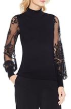 Women's Vince Camuto Lace Sleeve Sweater - Black