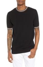 Men's Topman Slim Fit Textured Short Sleeve Sweater - Black