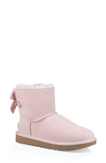 Women's Ugg Customizable Bailey Bow Mini Genuine Shearling Bootie M - Pink